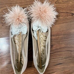 Sam Edelman Pink Feathered Flats